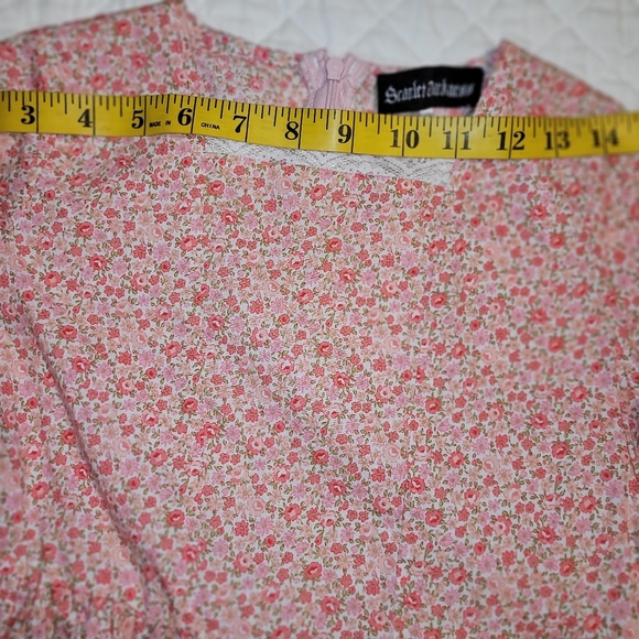 3/$25 Scarlet Darkness Girls Dress Pink Floral Prairie Lace Cottagerore 8-9Y - Picture 8 of 11